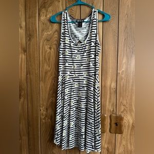 Size Large Hot Topic Striped Skull Open Back Skater Dress